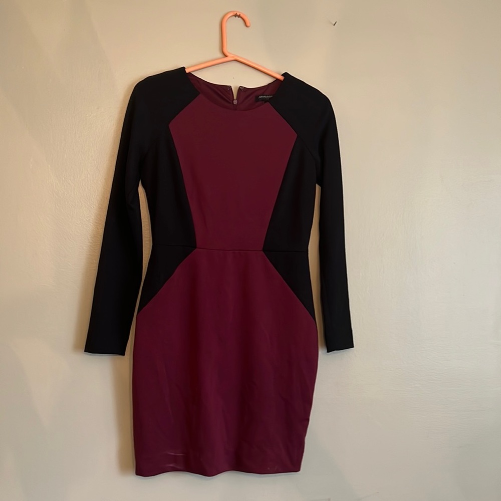 Maroon and black banana republic dress, size 4 petite
